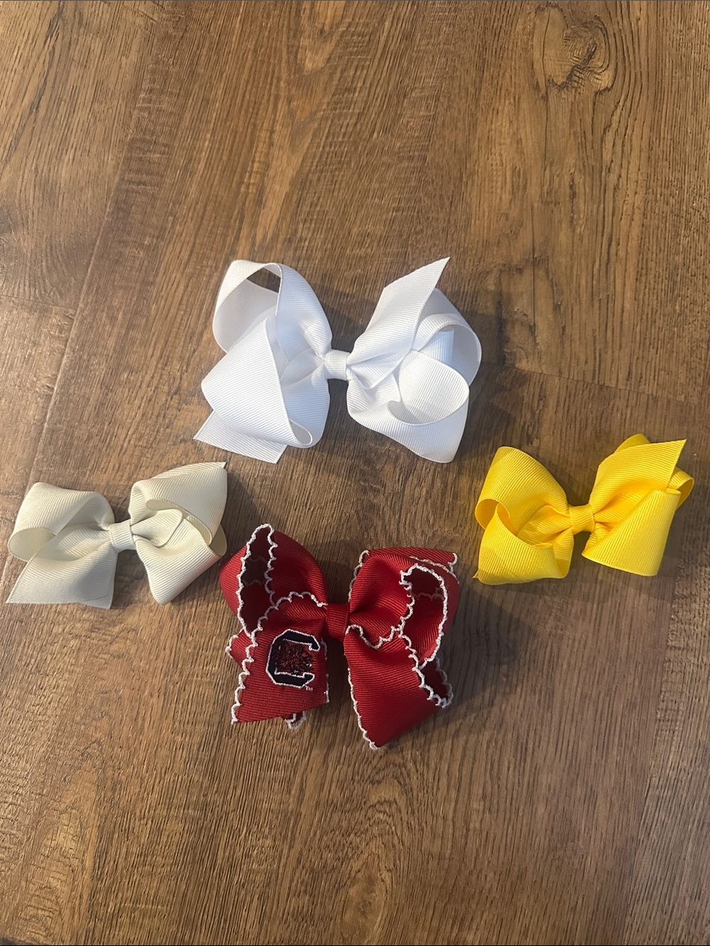 Wee Ones Hair Bow Bundle 4 Girls Grosgrain White Ivory Yellow Gamecocks